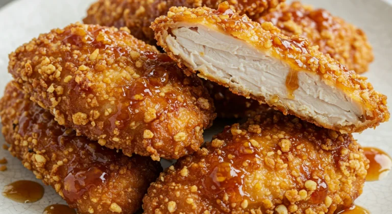 Baked Crunchy Hot Honey Chicken – crispy, golden-baked chicken drizzled with sweet and spicy hot honey glaze