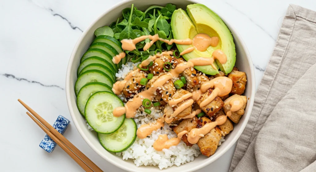 Spicy Salmon Bowls with Coconut Rice