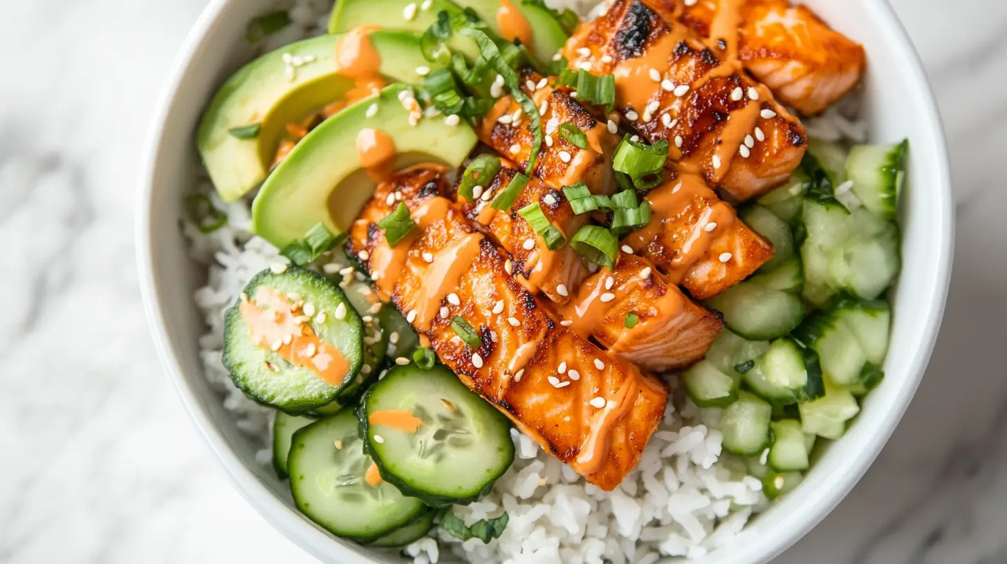 Spicy Salmon Bowls with Coconut Rice