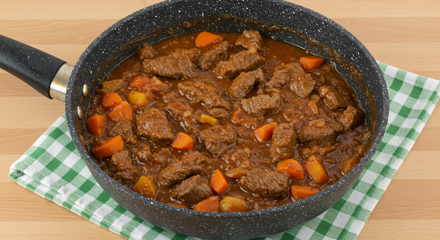Old-Fashioned Swiss Steak served with savory gravy and vegetables.