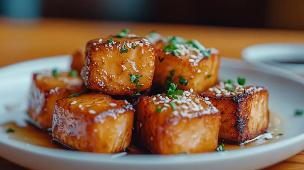 Crispy Honey Garlic Salmon Bites