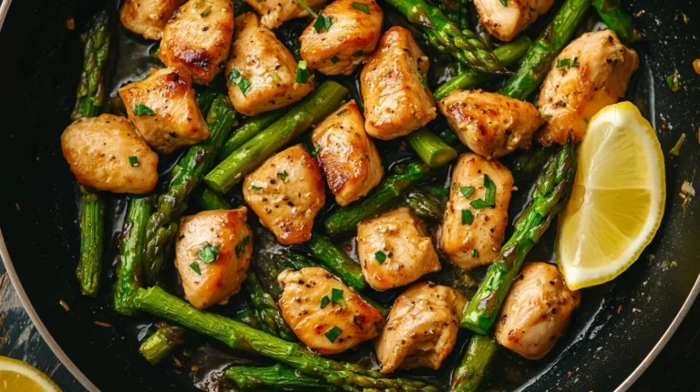 Garlic Butter Chicken Bites and Asparagus