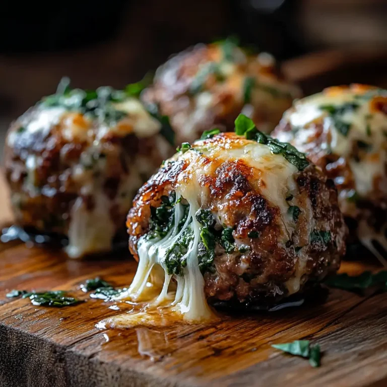 Spinach garlic meatballs stuffed