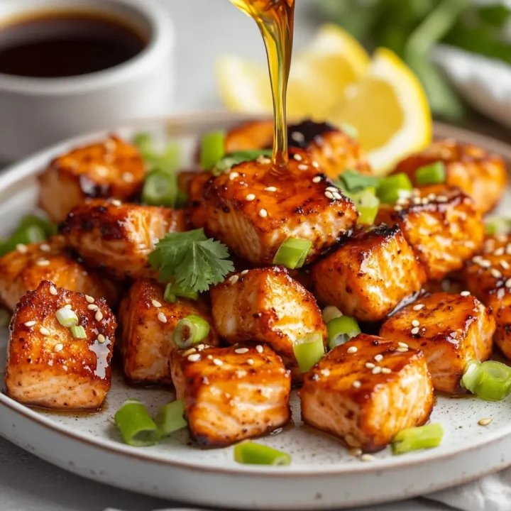 air fryer salmon bites with hot honey