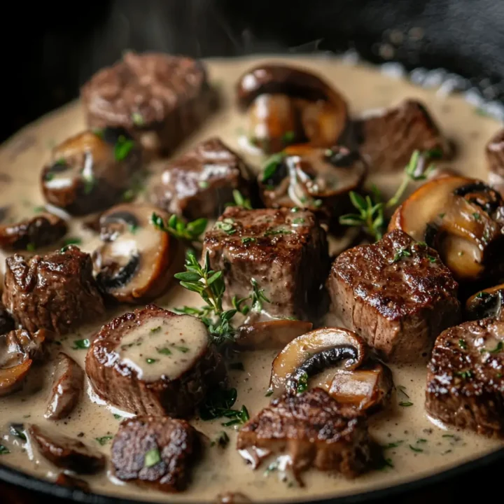 Steak Bite with Creamy Mushrooms