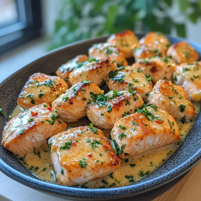 Creamy Garlic Butter Salmon Bites
