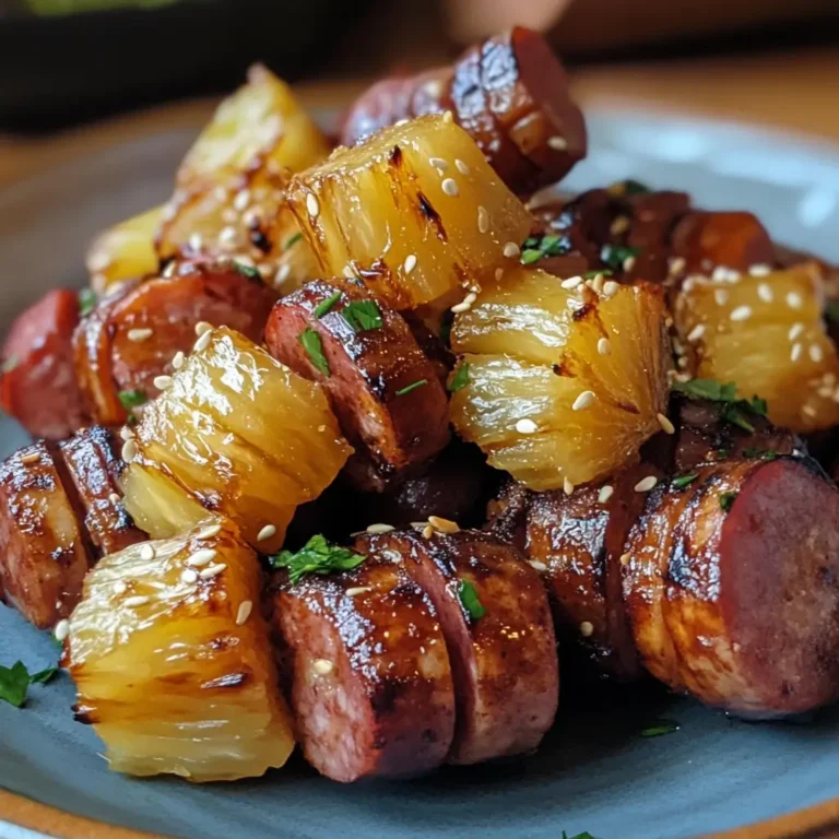 Pineapple Hasselback Kielbasa Bites
