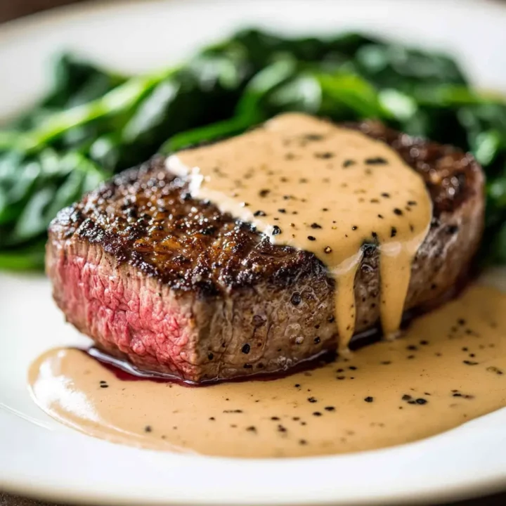 Sirloin Steak with Peppercorn Sauce