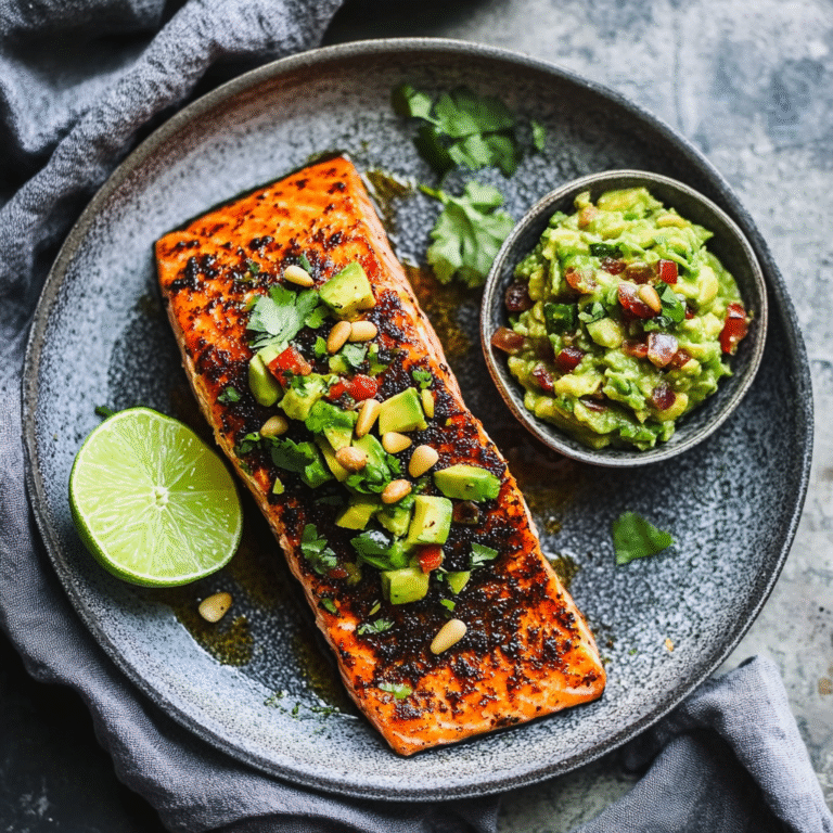 Honey Lime Glazed Salmon with Avocado Cilantro Sauce