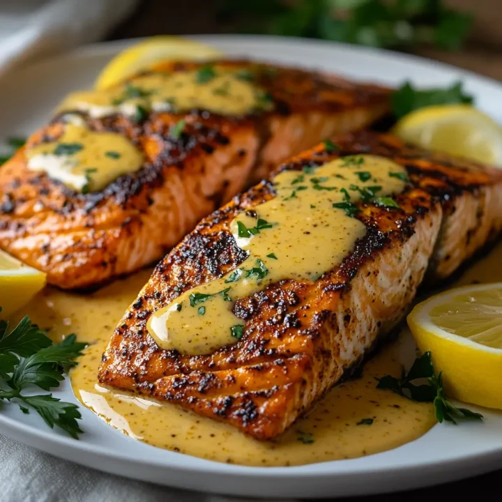 Easy Blackened Salmon with Creamy Dijon Sauce