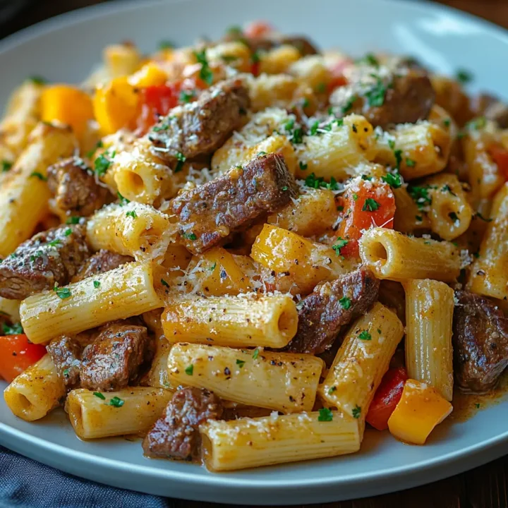 Cajun Steak Cheesy Rigatoni Parmesan