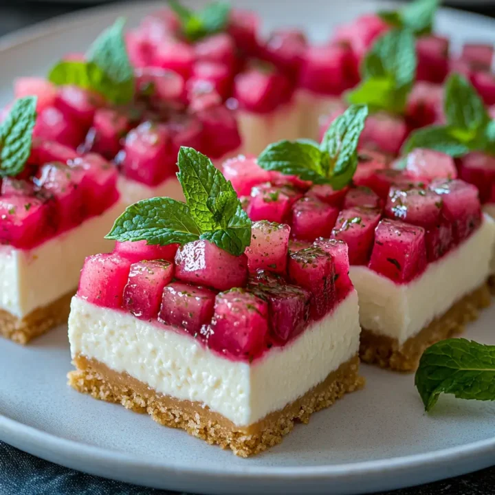 No Bake Rhubarb Cheesecake Squares