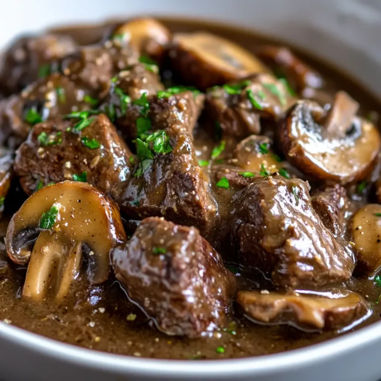 Melt In Your Mouth Beef Tips with Mushroom Gravy