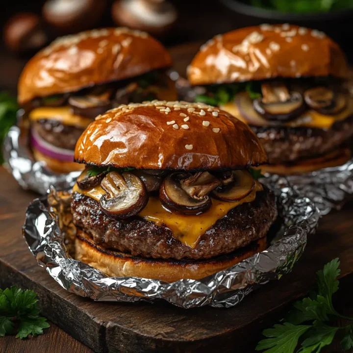 Mushroom and Swiss Burger Foil Packets
