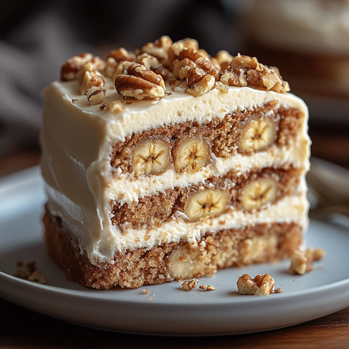 Heavenly Banana Walnut Cream Cake