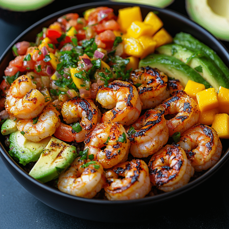 Shrimp and Avocado Bowls with Mango Salsa & Lime-Chili Sauce