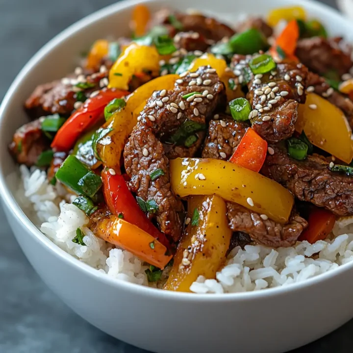 Beef and Pepper Rice Bowls
