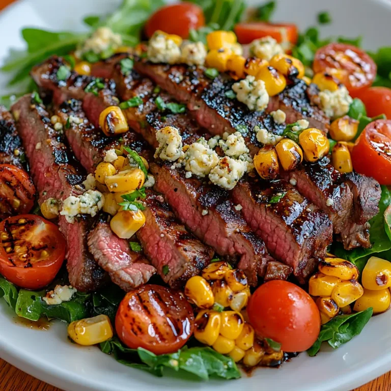 Balsamic Steak Gorgonzola Salad with Grilled Corn