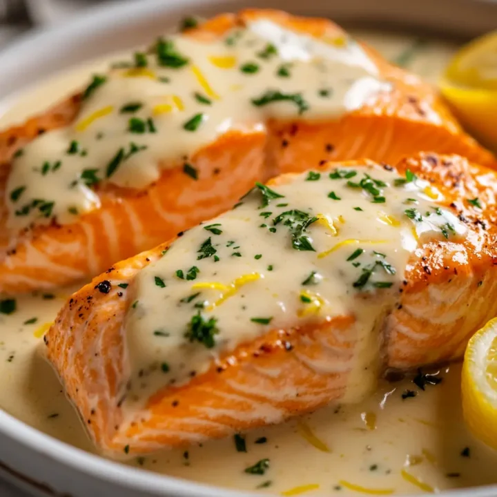 Baked Salmon with Lemon Butter Cream Sauce