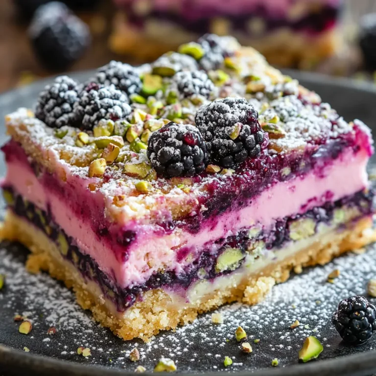 Blackberry Pistachio Dream Bars