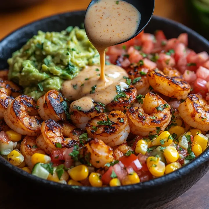 Shrimp and Avocado Bowls with Mango Salsa & Lime-Chili Sauce