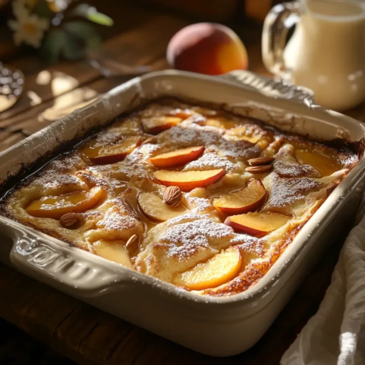 Baked Peach Almond Pancakes