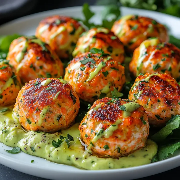 Baked Salmon Meatballs with Creamy Avocado Sauce