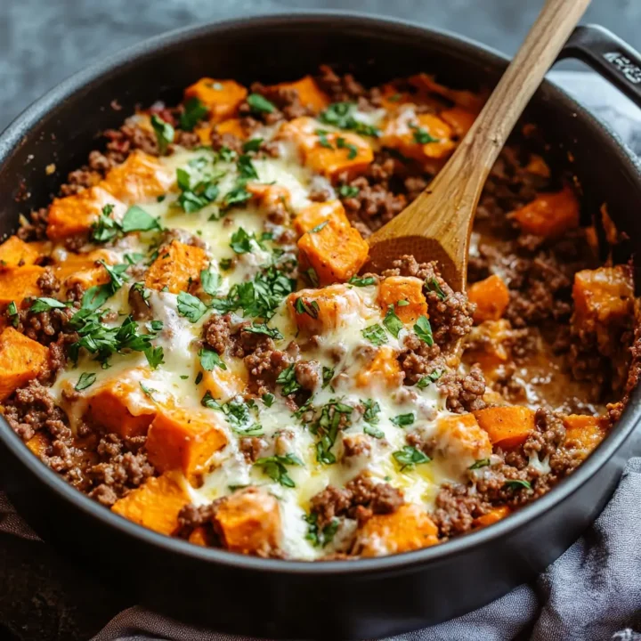 Southwest Ground Beef and Sweet Potato Skillet