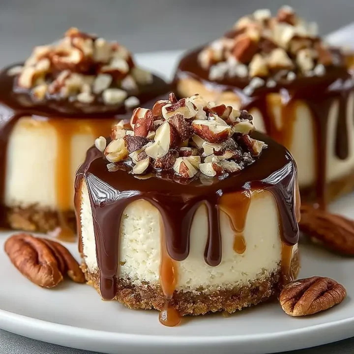 No Bake Turtle Mini Cheesecake