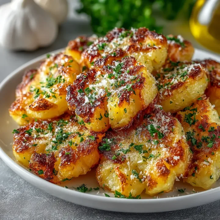 Crispy Garlic Parmesan Smashed Potatoes