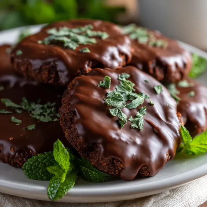 Fudgy Thin Mint No Bake Chocolate Protein Cookies