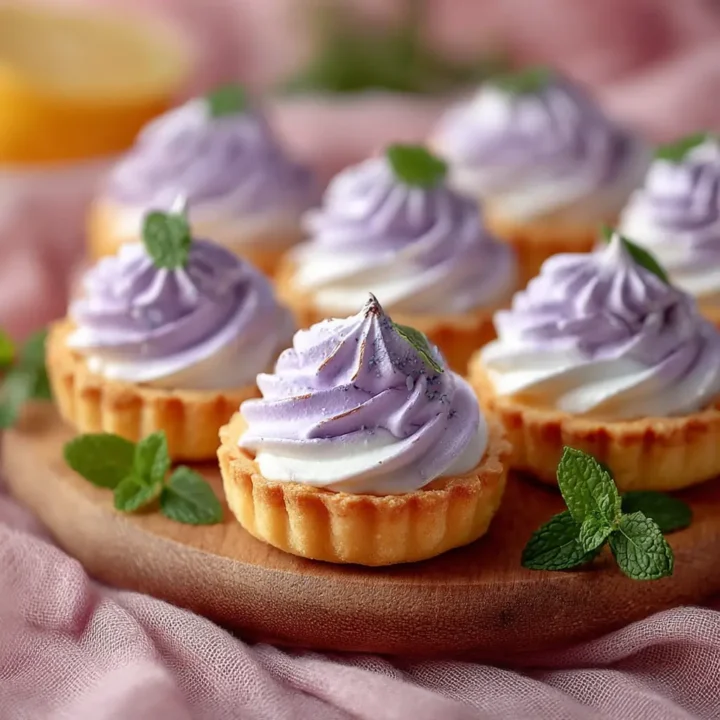 Mini Lemon Tart with Lilac Meringue