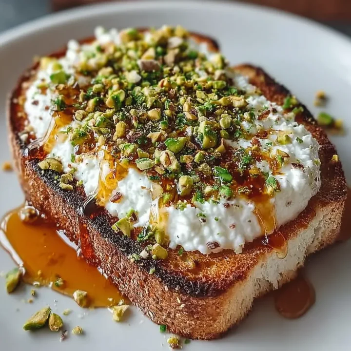 Burrata Toast with Pistachios and Hot Honey