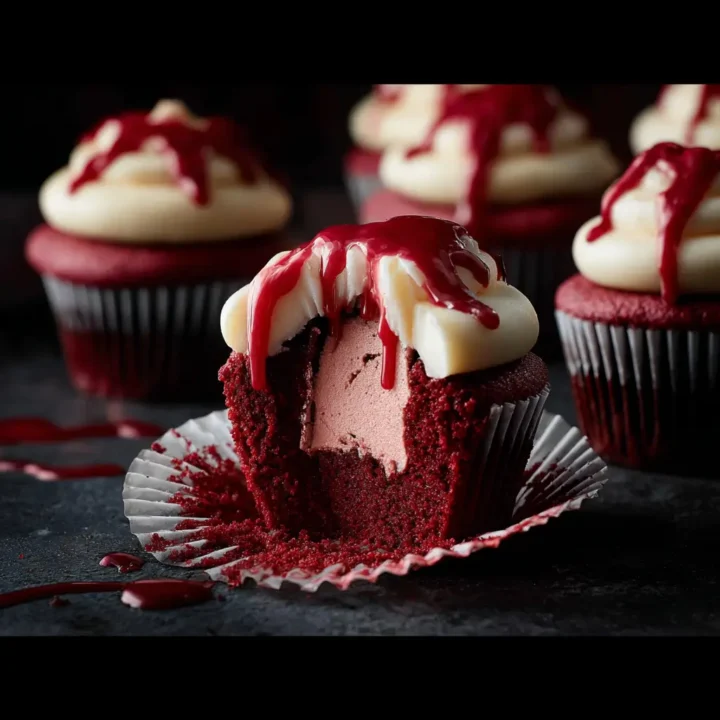 Halloween Vampire Bite Cupcakes