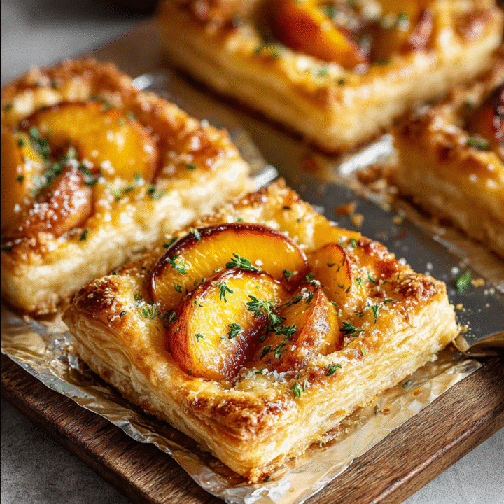 Peach Puff Pastry Ribbons