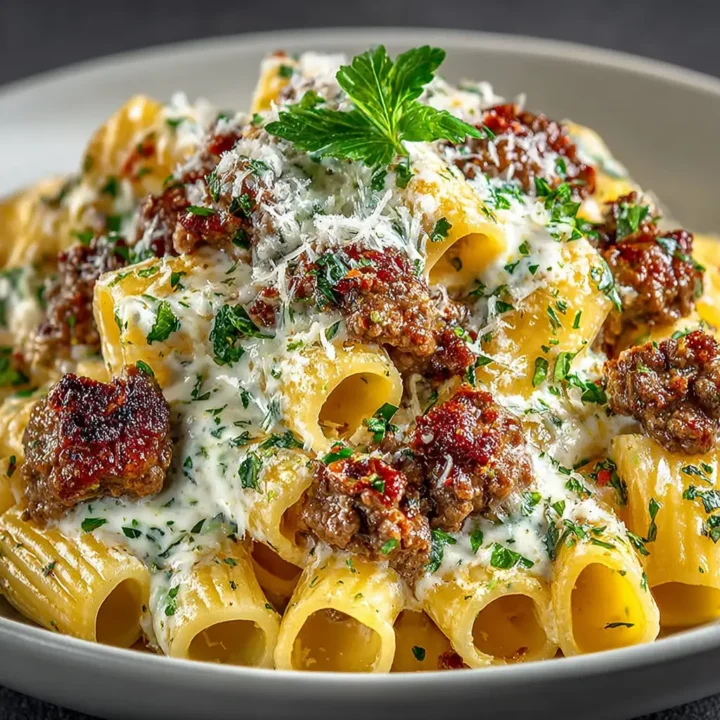 Creamy Parmesan Beef Rigatoni
