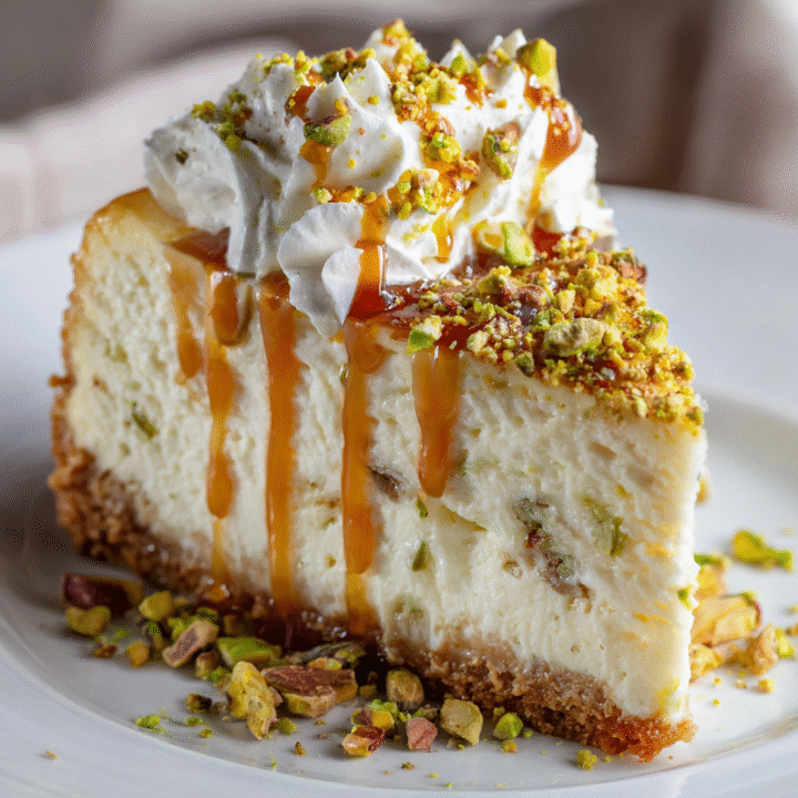 Heavenly Pistachio White Chocolate Cheesecake