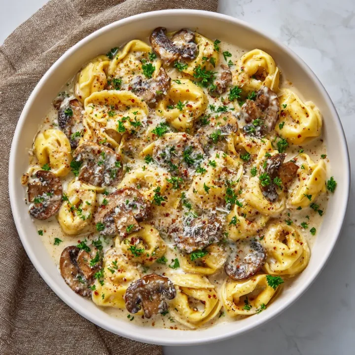 Creamy Mushroom Tortellini Alfredo