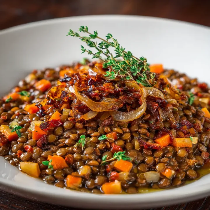 Hearty Lentils With Caramelized Onions