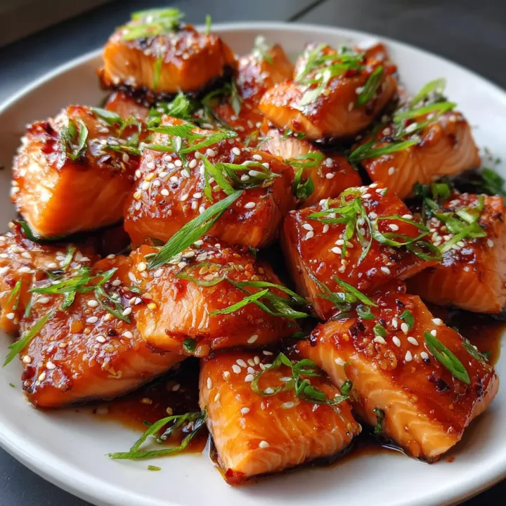 Spicy Sweet Hot Honey Salmon Bites