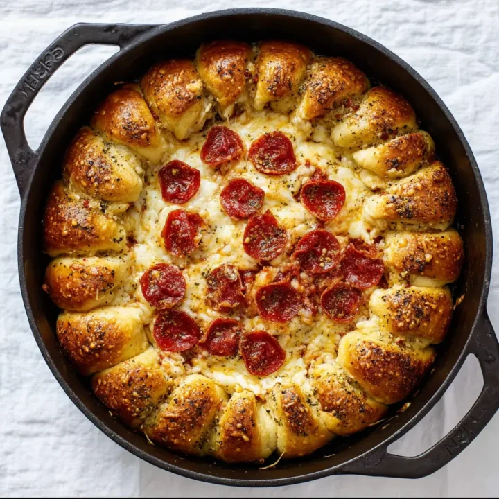 Skillet Pizza Dip with Garlic Butter Bread