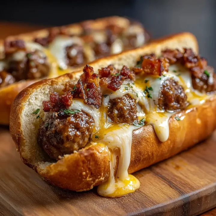Sizzling Bourbon BBQ Bacon Cheeseburger Meatball