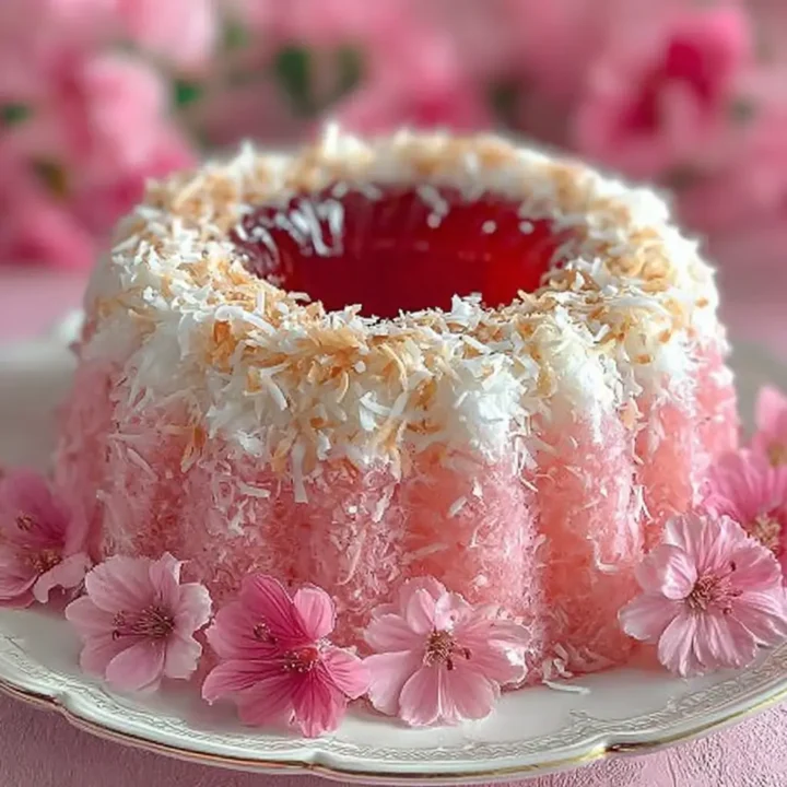 Raspberry Swirl Coconut Snowball Cake