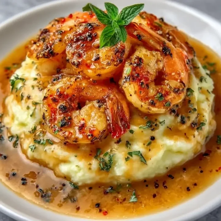 Creamy Garlic Shrimp Over Mashed Potatoes
