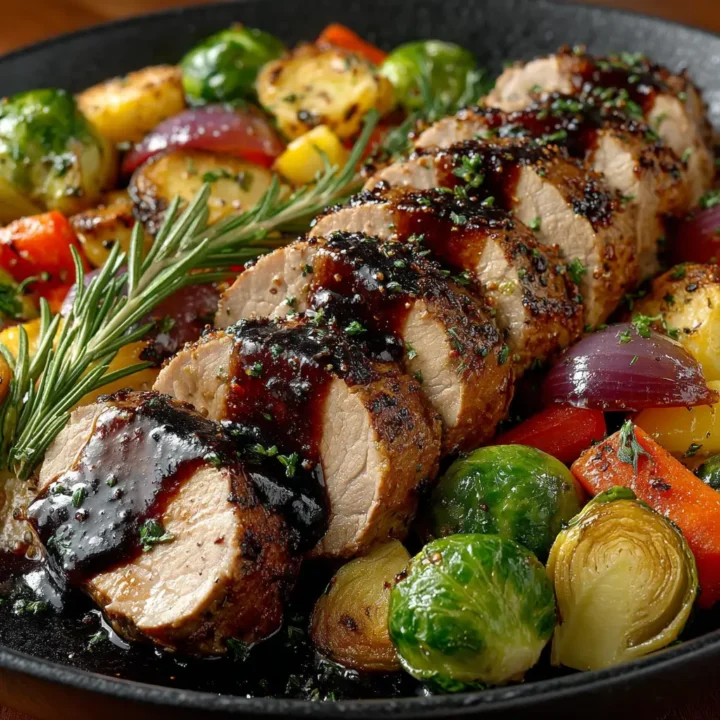 Balsamic Glazed Pork Tenderloin with Roasted Veggies