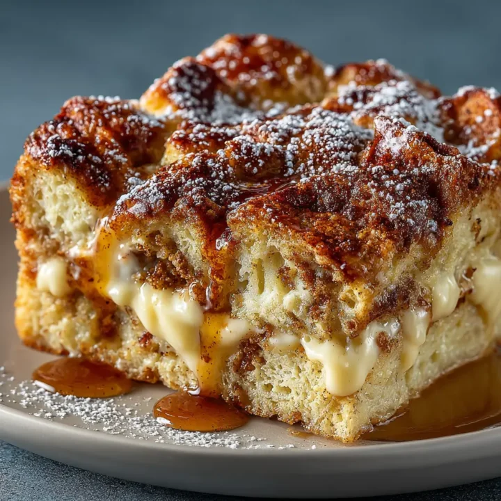 Overnight Cinnamon Eggnog French Toast Casserole