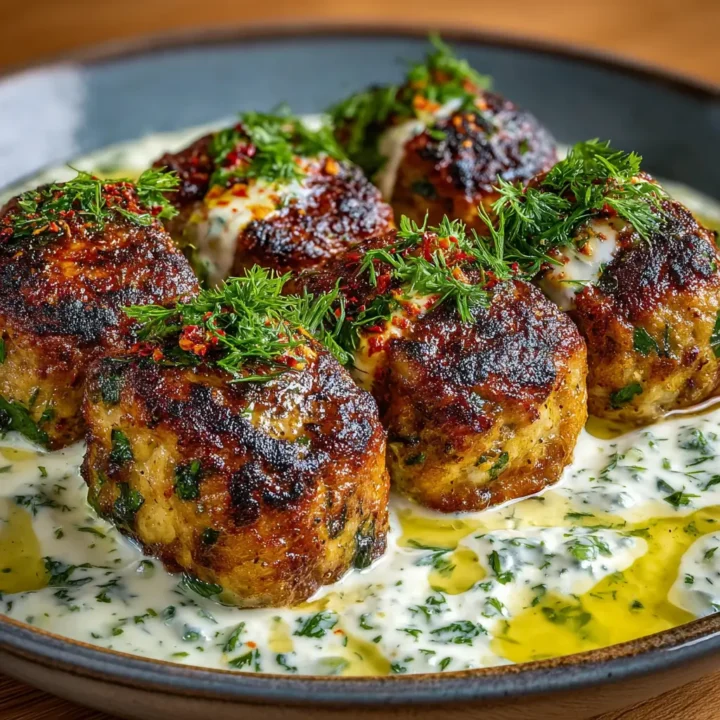 Chicken Kofta with Creamy Garlic Yogurt Sauce Recipe