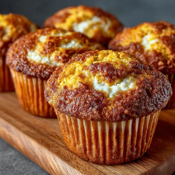 Pumpkin Muffins with Cream Cheese Swirl