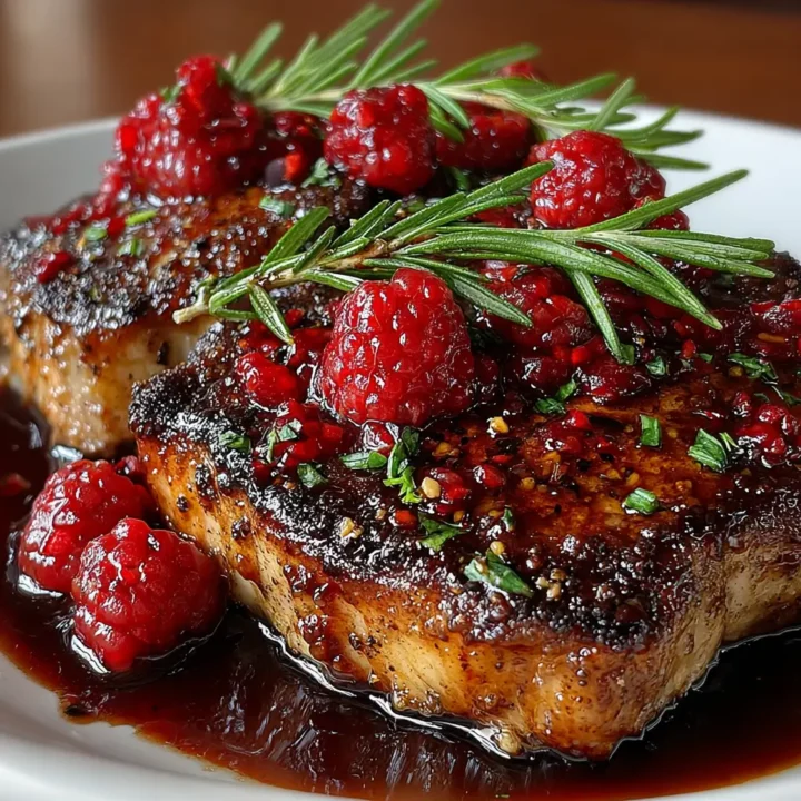 Raspberry Balsamic Glazed Pork Chops