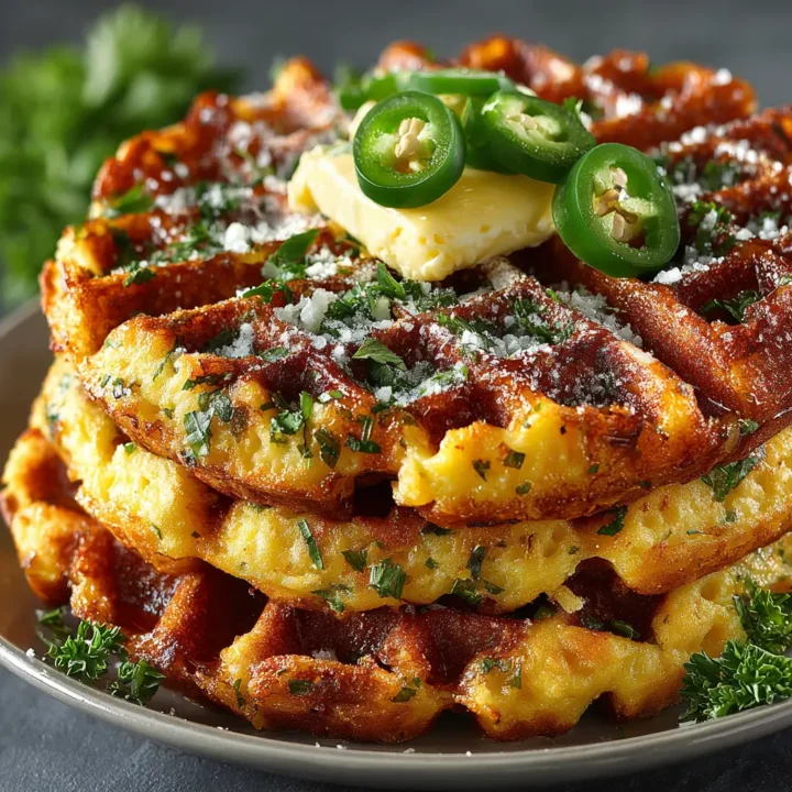 Spicy Cheddar Jalapeño Cornbread Waffles